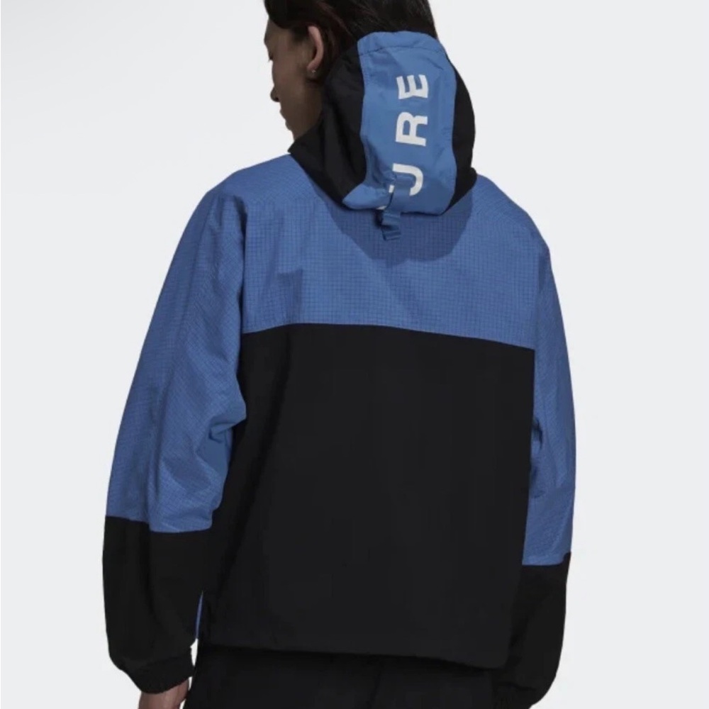 Men’s Adidas Woven Adventure Full Zip Blue and Black Windbreaker Jacket Sz Large - Picture 3 of 8